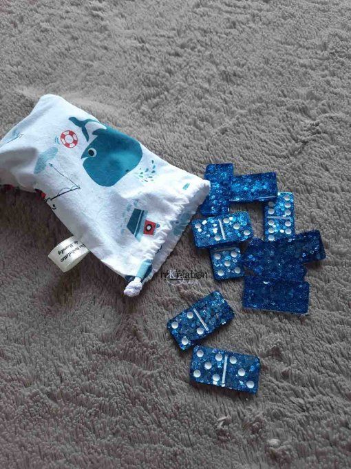 Jeu de Dominos Bleu pailleté 