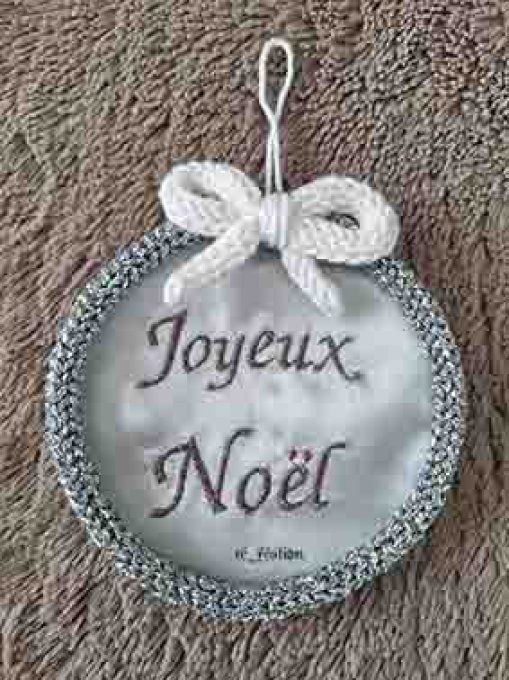 Boule Joyeux Noël blanc / argent