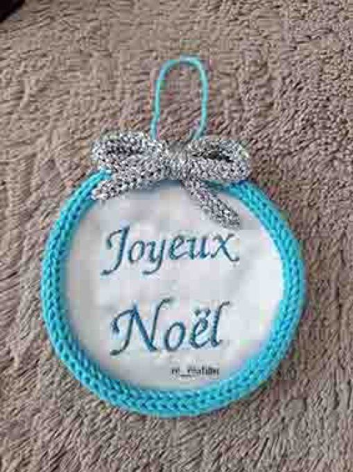 Boule Joyeux Noël argent / bleu