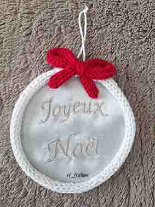 Boule Joyeux Noël argent / blanc