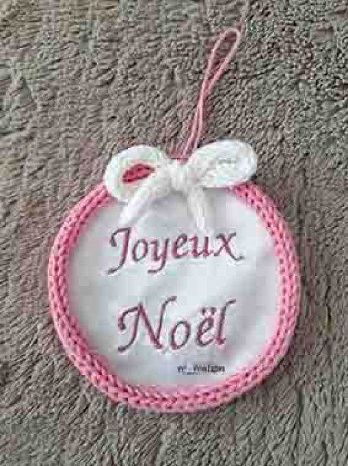 Boule Joyeux Noël blanc / rose